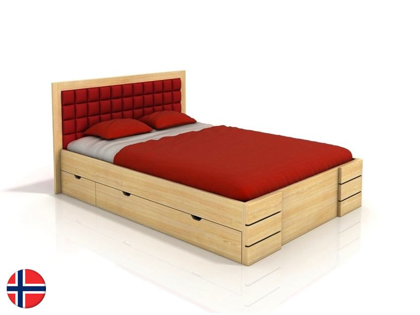 Manželská posteľ 160 cm Naturlig Storhamar High Drawers (borovica) (s roštom)