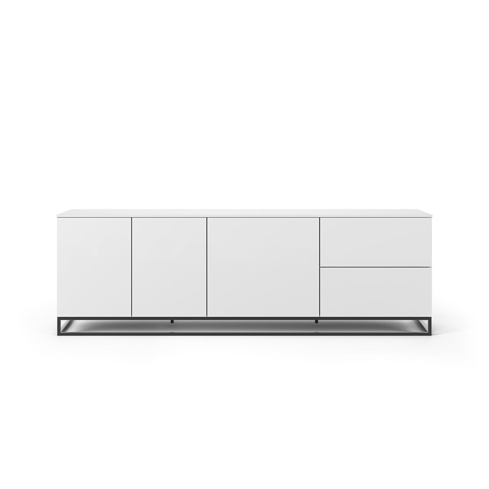 Matne biely televízny stolík s čiernymi nohami TemaHome Join, 200 × 65 cm