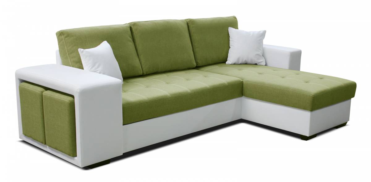 Rohová sedačka Thema Lux 2F+L (zelená + biela) (P)