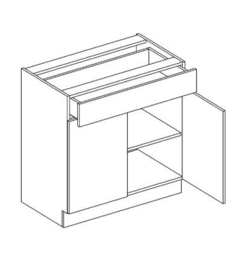D80/S1 dolná skrinka so zásuvkou MOREEN, akryl/šedý lesk