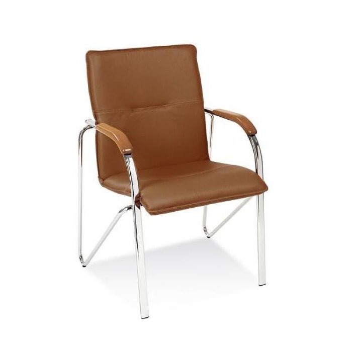 NOWY STYL SAMBA jedálenská stolička - chróm / hnedá ekokoža (V19N)