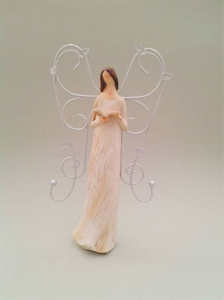 malý anjel s knihou a kovovými krídlami 19 cm
