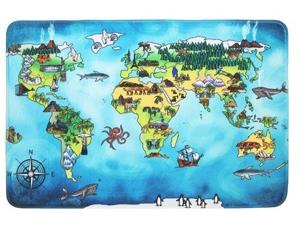 Protiskluzový kusový koberec World map - 76,5x117 cm