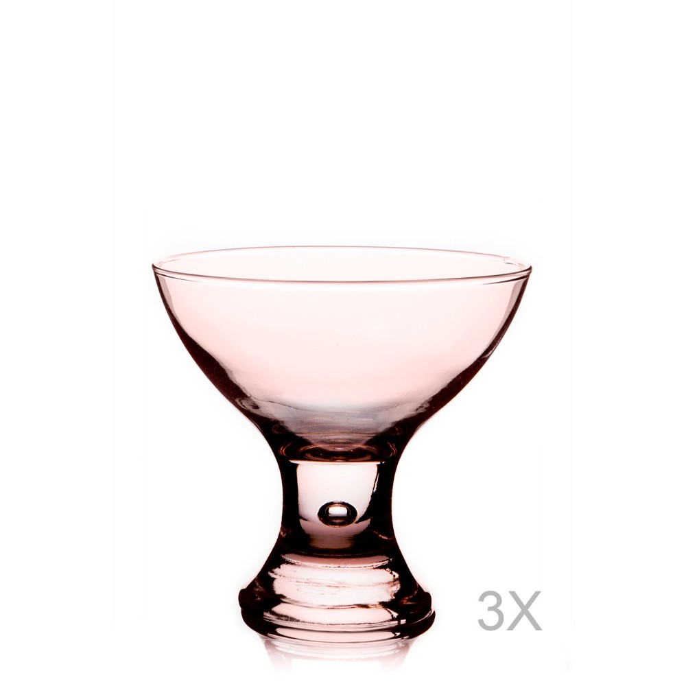 Sada 3 ružových pohárov na servírovanie zmrzliny Pasabahce, ⌀ 8 cm