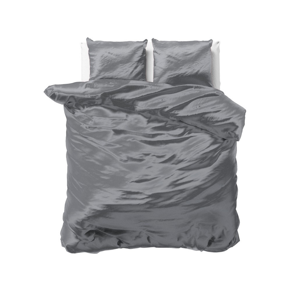 Tmavosivé obliečky zo saténového mikroperkálu na dvojlôžko Sleeptime, 240 x 220 cm