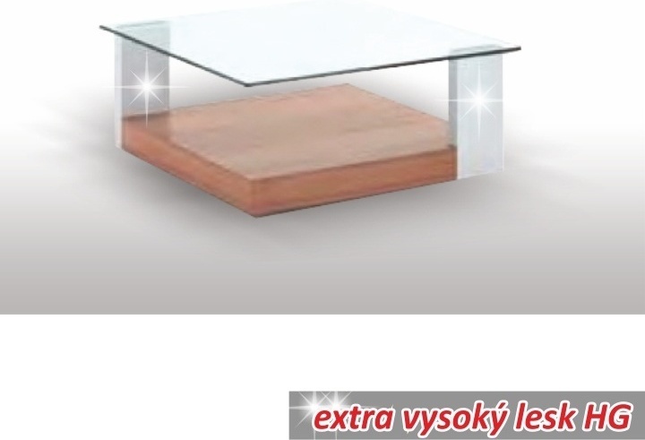 Konferenčný stolík, slivka/biela extra vysoký lesk HG/sklo, EMIL
