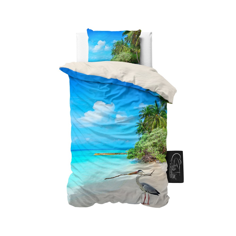 Obliečky z mikroperkálu Sleeptime Beach Heron, 140 x 220 cm