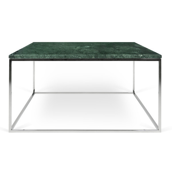 Zelený mramorový konferenčný stolík s chrómovými nohami TemaHome Gleam, 75 cm