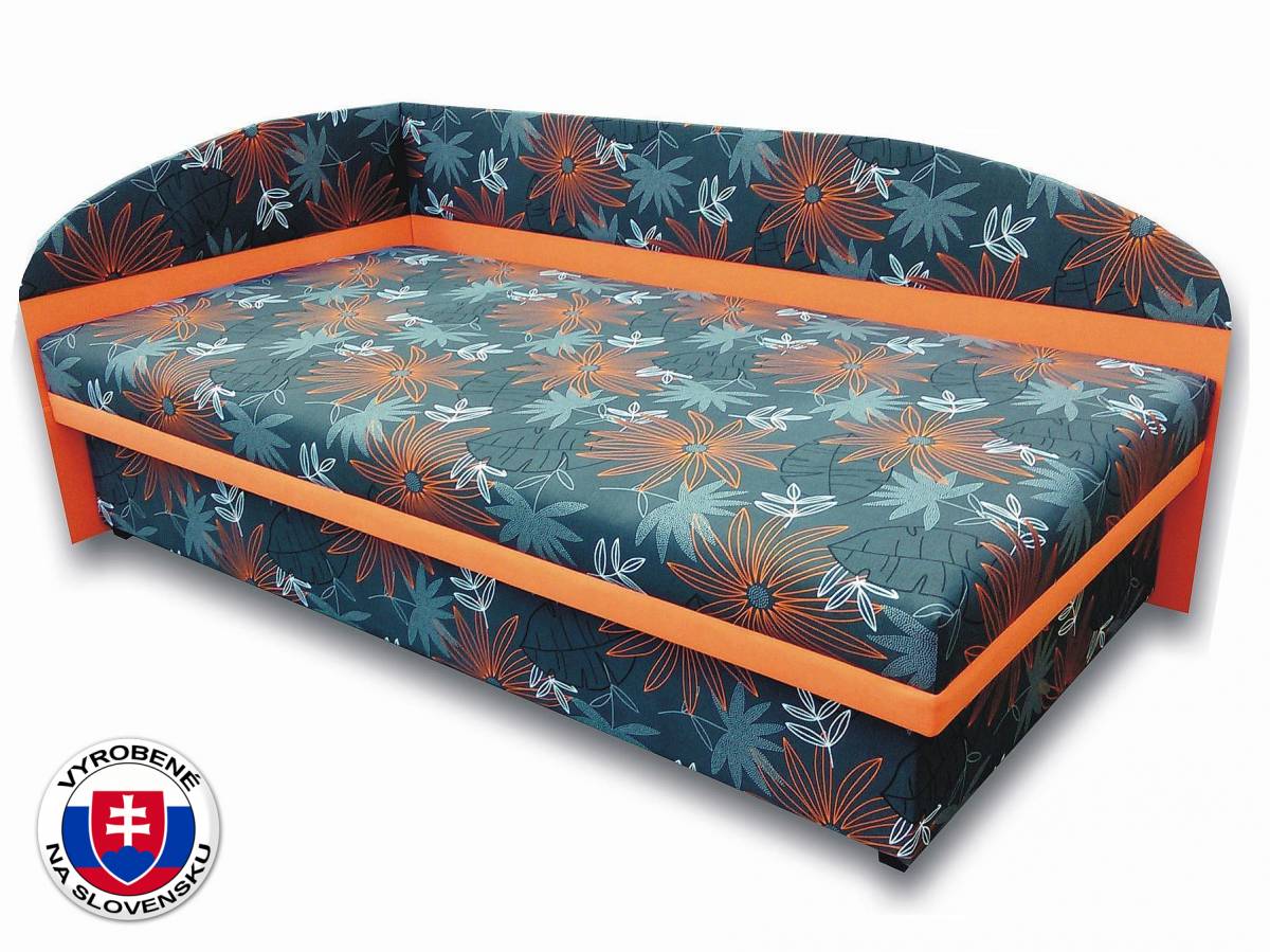 Jednolôžková posteľ (váľanda) 100 cm Sofia (Oranžová x104 + Valeriana vol 830) (L)