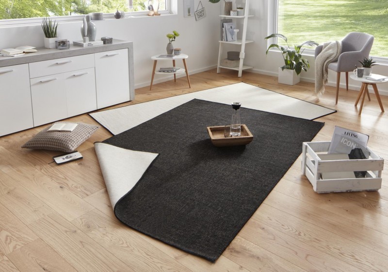 Bougari - Hanse Home koberce Kusový koberec Twin-Wendeteppiche 103096 schwarz creme - 120x170 cm