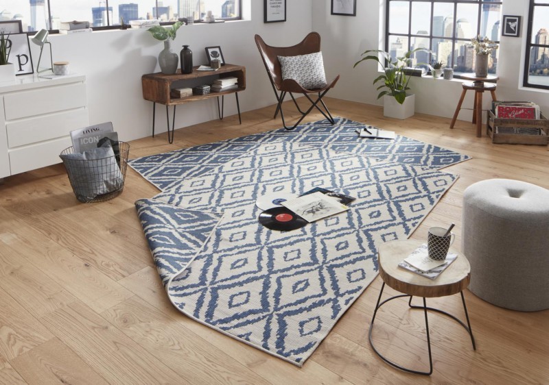 Bougari - Hanse Home koberce Kusový koberec Twin-Wendeteppiche 103137 blau creme - 80x150 cm